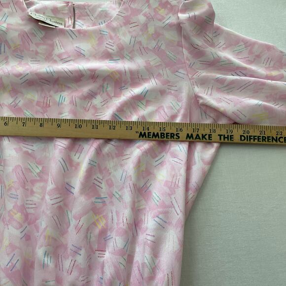 VTG 90s Pellini Petites Patterned Polyester Dress size 9/10 Pink Longsleeve - Picture 6 of 10